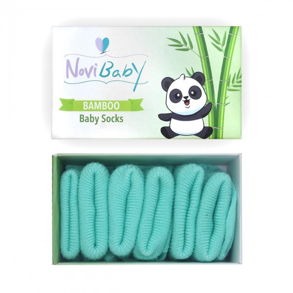 Novibaby 3lü Bambu Yenidoğan Bebek Çorap I Sea Green I 0-6 ay