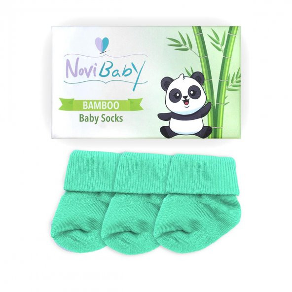 Novibaby 3lü Bambu Yenidoğan Bebek Çorap I Sea Green I 0-6 ay - 2