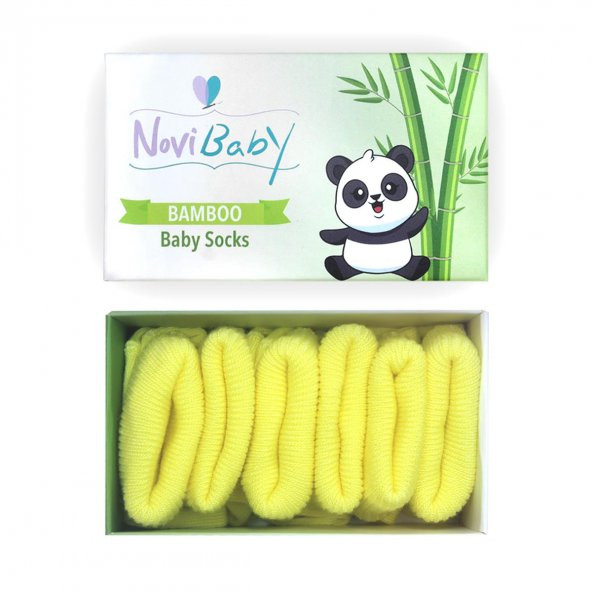 Novibaby 3lü Bambu Yenidoğan Bebek Çorap I Lemon I 0-6 ay