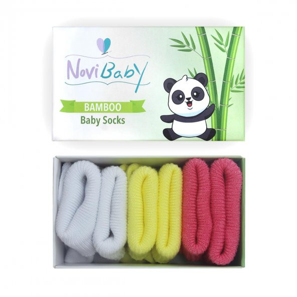 Novibaby 3lü Bambu Yenidoğan Bebek Çorap I Spring I 0-6 ay