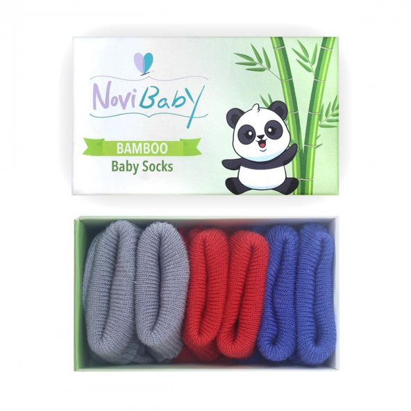 Novibaby 3lü Bambu Yenidoğan Bebek Çorap I Winter Mix I 0-6 ay