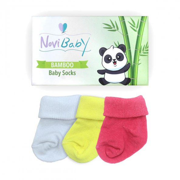 Novibaby 3lü Bambu Yenidoğan Bebek Çorap I Spring I 0-6 ay - 2