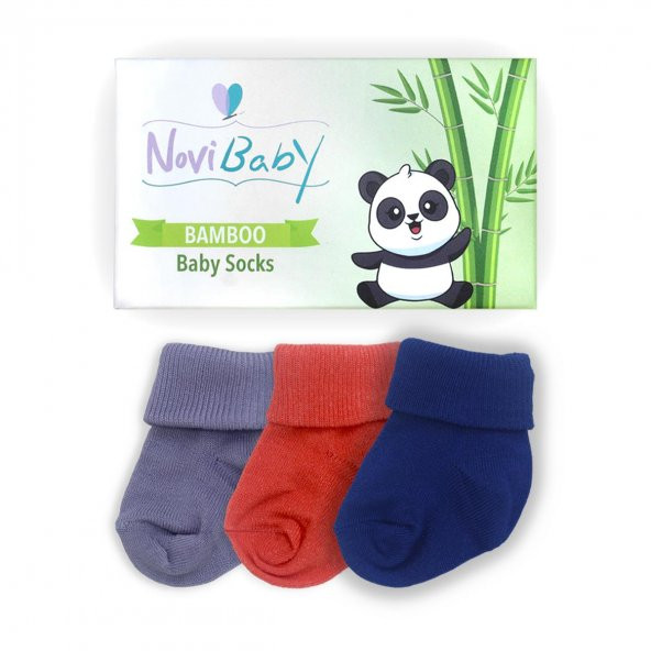 Novibaby 3lü Bambu Yenidoğan Bebek Çorap I Winter Mix I 0-6 ay - 2