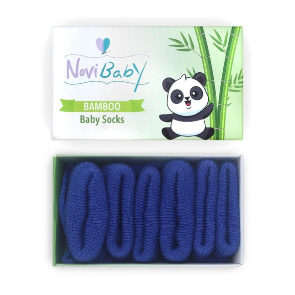 Novibaby 3lü Bambu Yenidoğan Bebek Çorap I Navy Blue I 0-6 ay