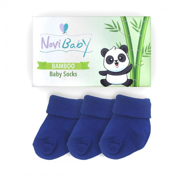 Novibaby 3lü Bambu Yenidoğan Bebek Çorap I Navy Blue I 0-6 ay - 2