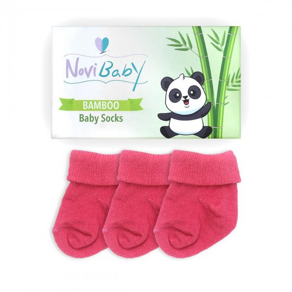 Novibaby 3lü Bambu Yenidoğan Bebek Çorap I Candy I 0-6 ay - 2