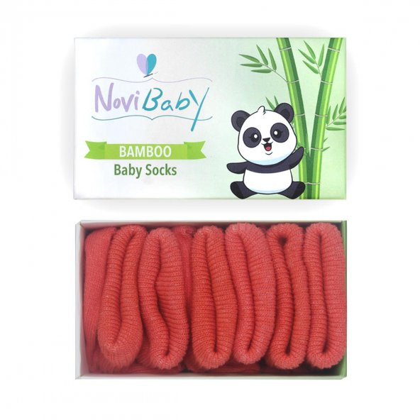Novibaby 3lü Bambu Yenidoğan Bebek Çorap I Orange I 0-6 ay