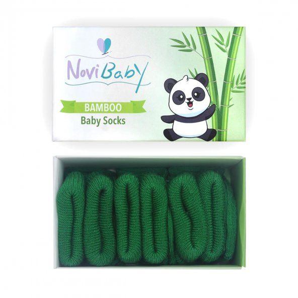 Novibaby 3lü Bambu Yenidoğan Bebek Çorap I Pine Green I 0-6 ay