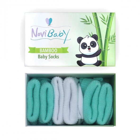 Novibaby 3lü Bambu Yenidoğan Bebek Çorap I Minty I 0-6 ay