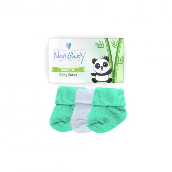 Novibaby 3lü Bambu Yenidoğan Bebek Çorap I Minty I 0-6 ay - 2