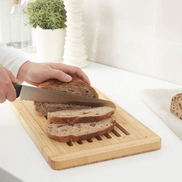Bambu Kesme Tahtası 37x24 cm MeridyenDukkan Tepsili-Sunumluk Kesme Tahtası - 2