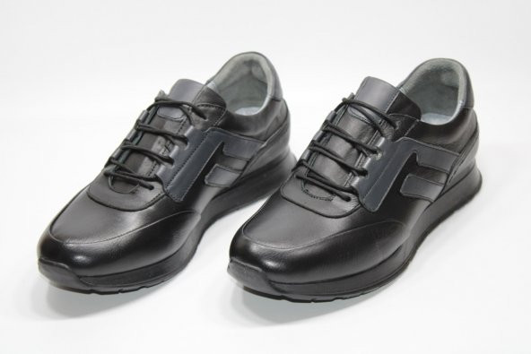 CASSO Hakiki Deri Kauçuk Kaymaz Taban Erkek Bağcıklı Siyah-Gri Günlük Ayakkabı - 4