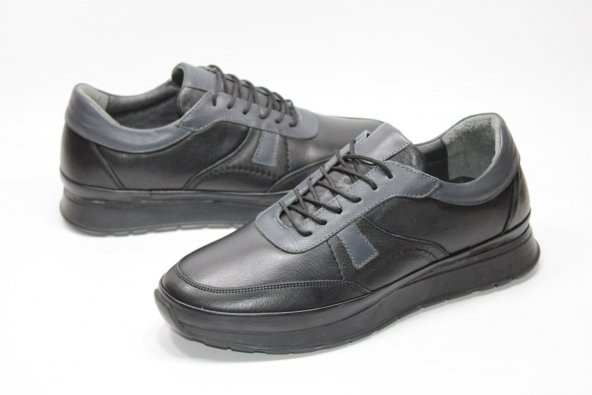 CASSO HAKİKİ DERİ KAUÇUK KAYMAZ TABAN ERKEK BAĞCIKLI SİYAH GÜNLÜK AYAKKABI - 2