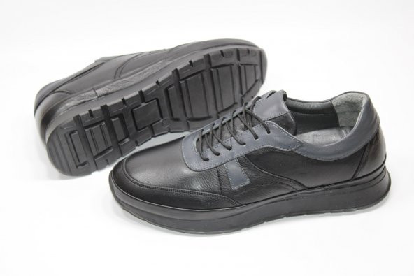 CASSO HAKİKİ DERİ KAUÇUK KAYMAZ TABAN ERKEK BAĞCIKLI SİYAH GÜNLÜK AYAKKABI - 3