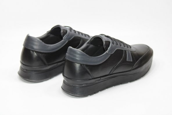 CASSO HAKİKİ DERİ KAUÇUK KAYMAZ TABAN ERKEK BAĞCIKLI SİYAH GÜNLÜK AYAKKABI - 5