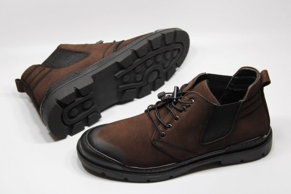 CASSO HAKİKİ DERİ KAUÇUK KAYMAZ TABAN LASTİK BAĞCIKLI KOLAY GİYİM ERKEK KISA BOT - 3