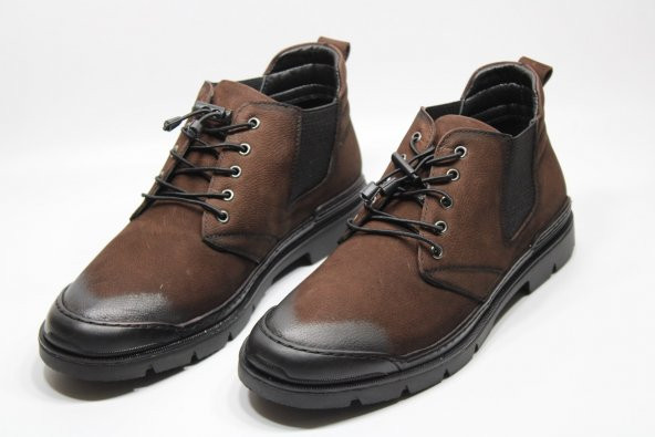 CASSO HAKİKİ DERİ KAUÇUK KAYMAZ TABAN LASTİK BAĞCIKLI KOLAY GİYİM ERKEK KISA BOT - 4