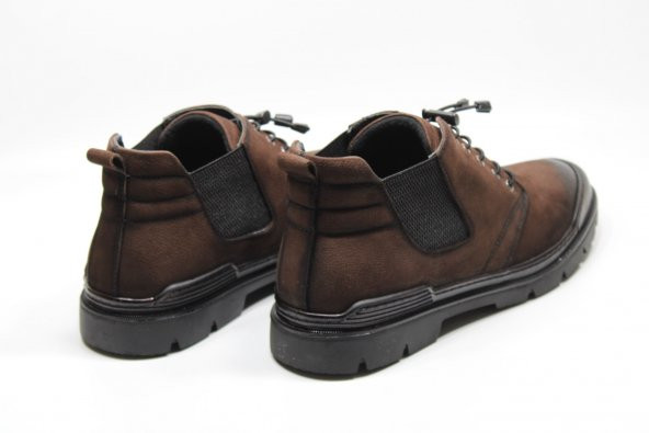 CASSO HAKİKİ DERİ KAUÇUK KAYMAZ TABAN LASTİK BAĞCIKLI KOLAY GİYİM ERKEK KISA BOT - 5