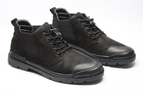 CASSO HAKİKİ DERİ KAUÇUK KAYMAZ TABAN LASTİK BAĞCIKLI KOLAY GİYİM ERKEK KISA BOT - 6