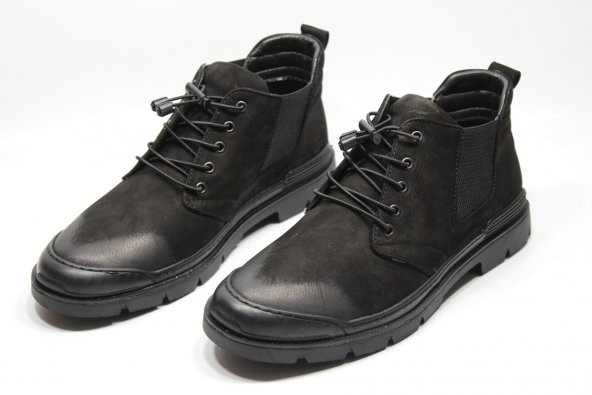 CASSO HAKİKİ DERİ KAUÇUK KAYMAZ TABAN LASTİK BAĞCIKLI KOLAY GİYİM ERKEK KISA BOT - 9