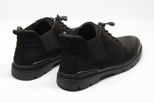 CASSO HAKİKİ DERİ KAUÇUK KAYMAZ TABAN LASTİK BAĞCIKLI KOLAY GİYİM ERKEK KISA BOT - 10