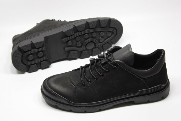 CASSO HAKİKİ DERİ KAUÇUK KAYMAZ TABAN LASTİK BAĞCIKLI KOLAY GİYİM ERKEK KISA BOT - 3