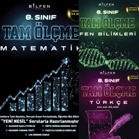 BİLFEN 8.SINIF MATEMATİK-FEN.BİL.-TÜRKÇE TAM ÖLÇME SETİ