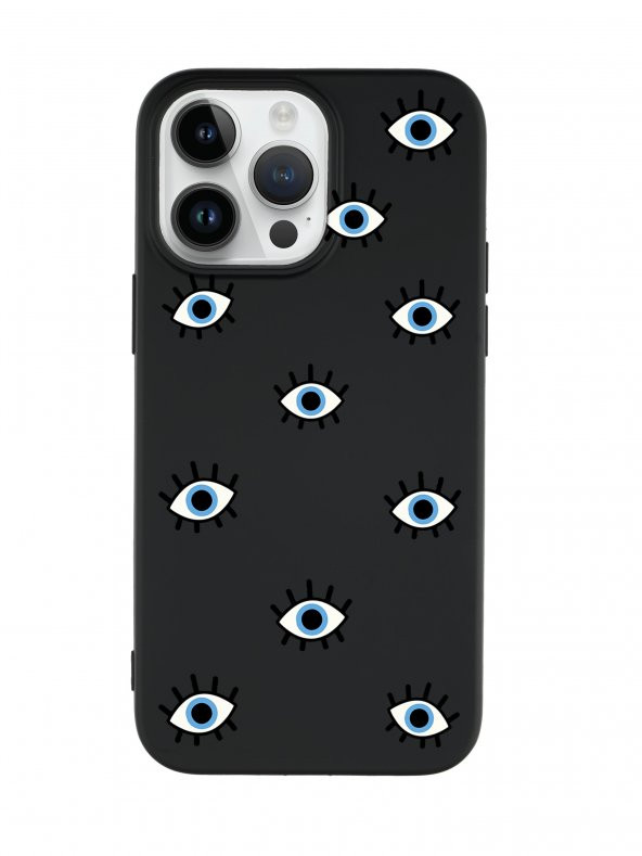 iPhone 14 Pro Uyumlu Nazar Gözler Desenli Premium Silikonlu Lansman Telefon Kılıfı