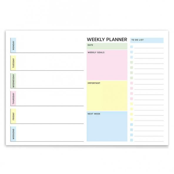 Haftalık Planlama Pastel Renkler - Weekly Planner Pastel Color - 5