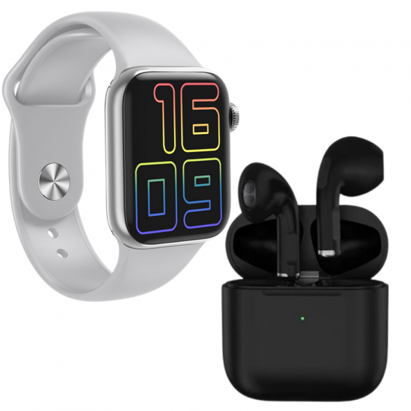 Pro 5 Siyah Bluetooth Kulaklık Full Ekran Smartwatch Gri Akıllı Saat