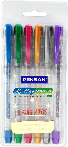 Pensan 6 Renk Simli Gel Set