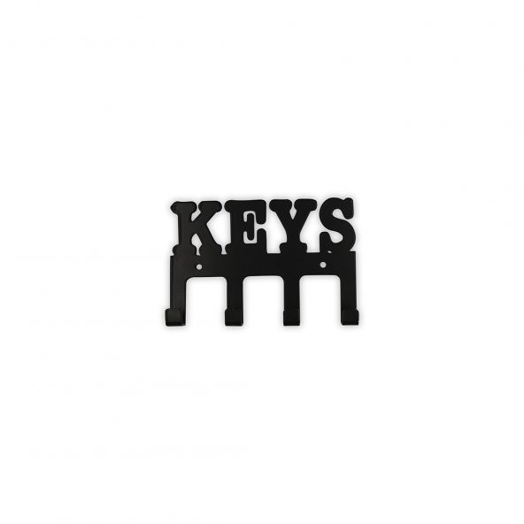 Metal Siyah Keys Yazılı Dekoratif Anahtar Askısı, Askılık, Anahtarlık