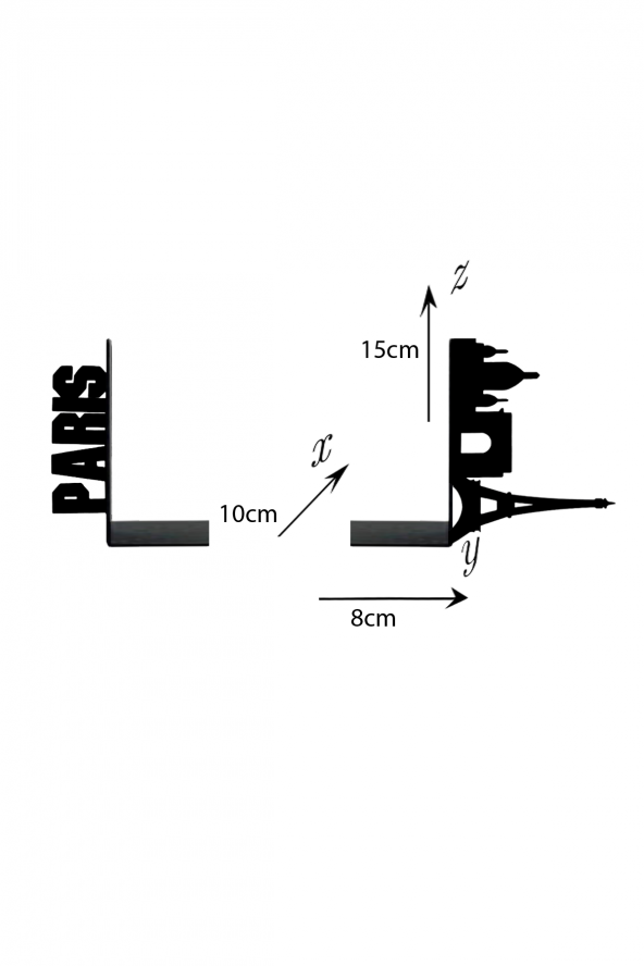 Metal Kitap Tutucu Paris Figürlü Kitap Desteği, Dekoratif Kitaplık