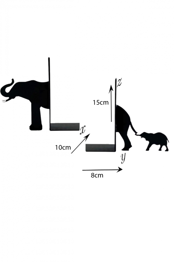 Metal Kitap Tutucu Fil ve Yavrusu Figürlü Kitap Desteği, Dekoratif Kitaplık