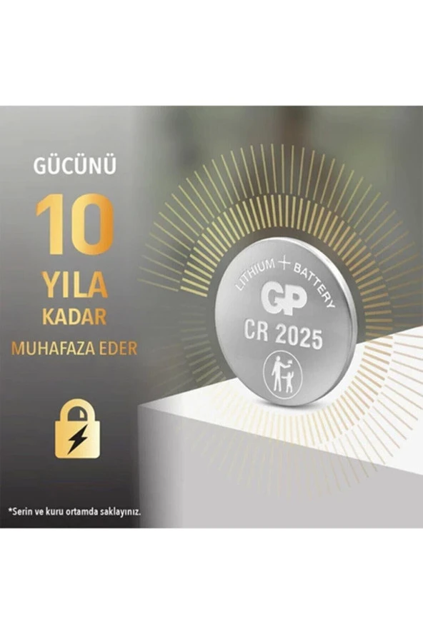 Gp 3V Lityum Düğme Pil Tekli Paket CR2025 - 2
