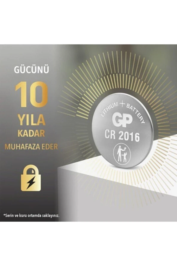 Gp 3V Lityum Düğme Pil Tekli Paket CR2016 - 5
