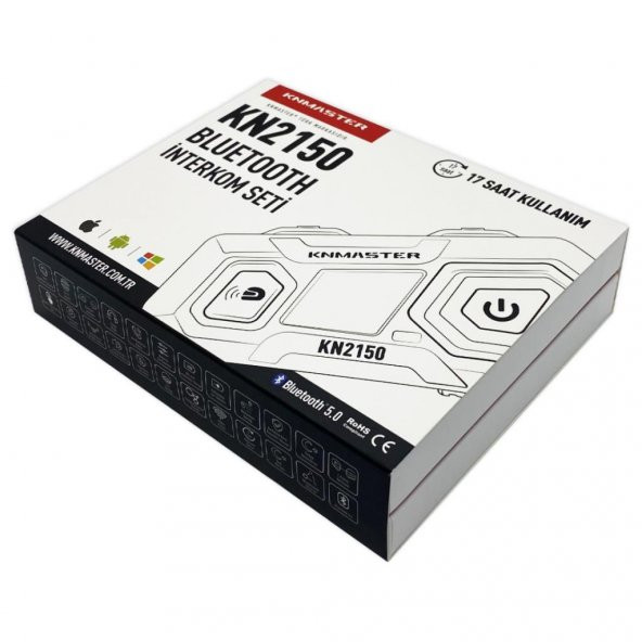 Knmaster KN2150 Motosiklet Kask İnterkom Bluetooth Intercom Kulaklık Seti Kırmızı - 5