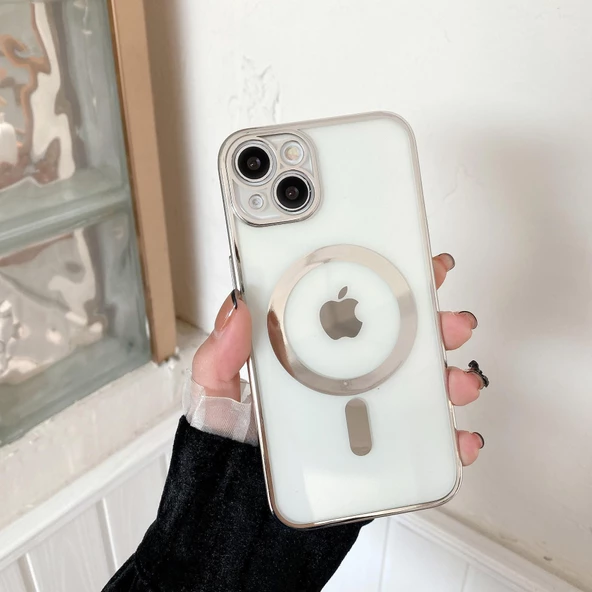 İphone 14 Plus Magsafe Uyumlu Parlak Lazer Kapak - 9