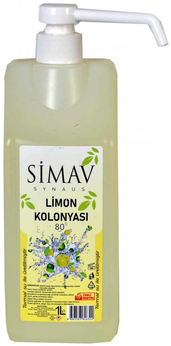SİMAV Termal Sulu Limon Kolonyası Spreyli Şişe - 1 Lt