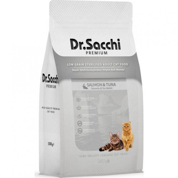 Dr.sacchi Premium Düşük Tahıllı Kısır Kedi Maması 1,5 kg