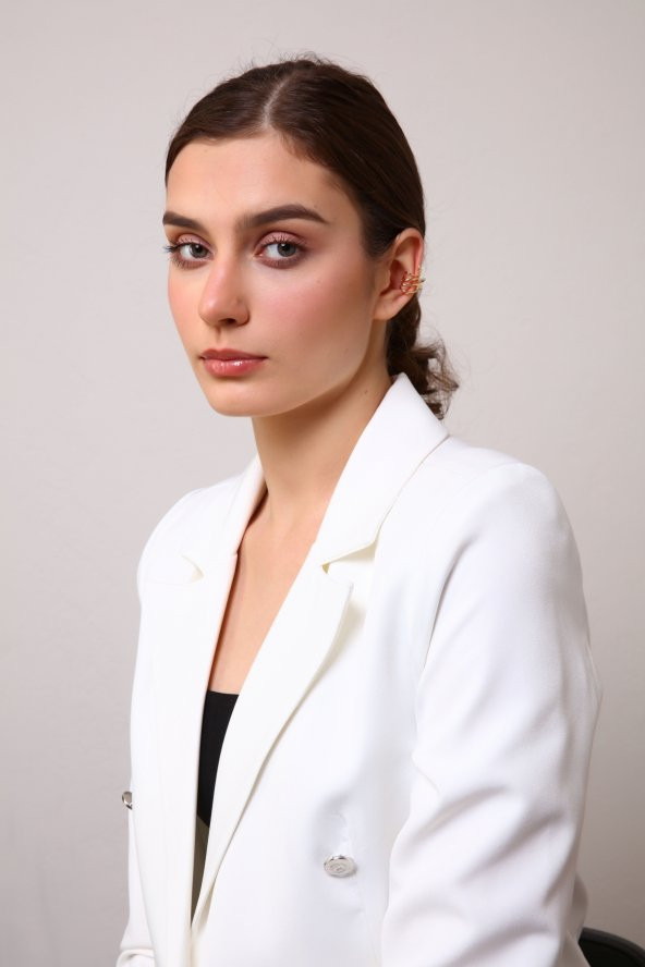 Altın Kaplama Kelebekli Sıkıştırılabilir Earcuff Küpe - 2
