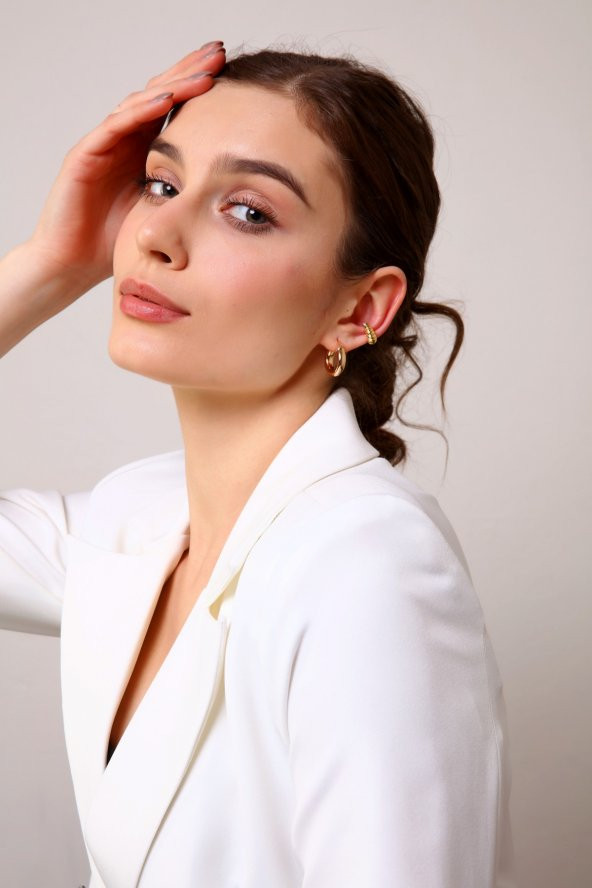 Gold Renk Vintage Kıkırdak Küpesi - 3