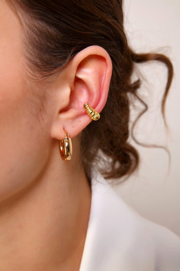 Gold Renk Vintage Kıkırdak Küpesi - 4