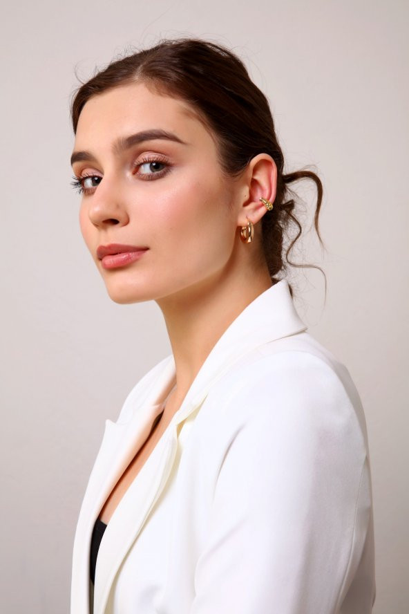 Gold Renk Vintage Kıkırdak Küpesi - 5