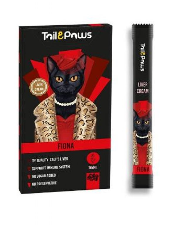 TAİL PAWS TAİL&PAWS Fiona Liver Cream Kedi Kreması ( Ciğerli Sıvı Kedi Ödülü ) 15gr*5 6 ADET - 1