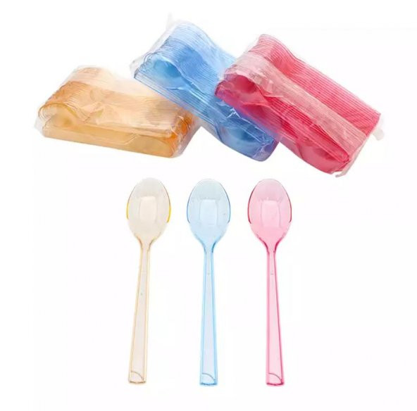 Plastik Renkli Dondurma, Tadım Kaşığı 50 Adet - 5