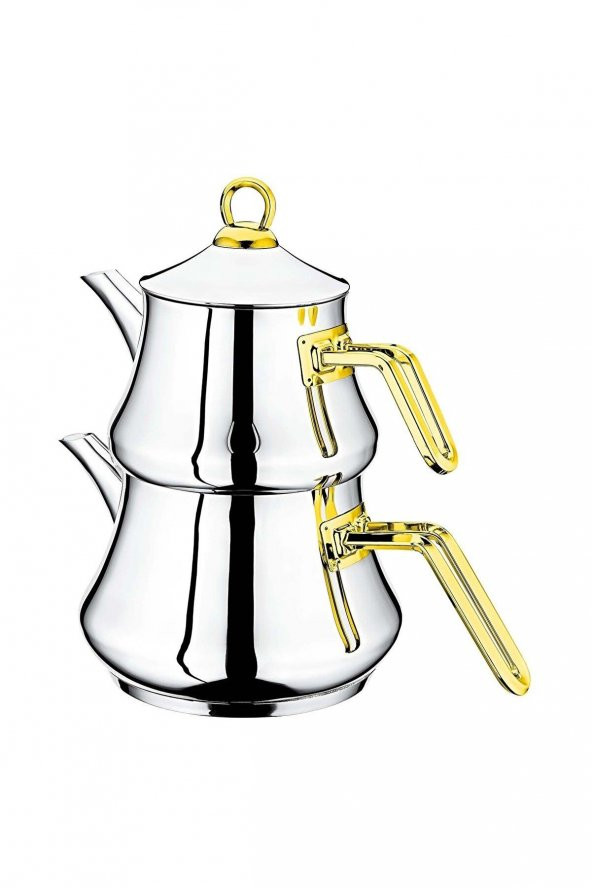 Oms Çelik Çaydanlık 8076 L Boy Gold Saplı ürün görseli