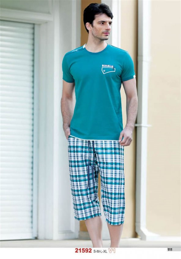 21592 Yazlık Ekoseli Pijama Takımı