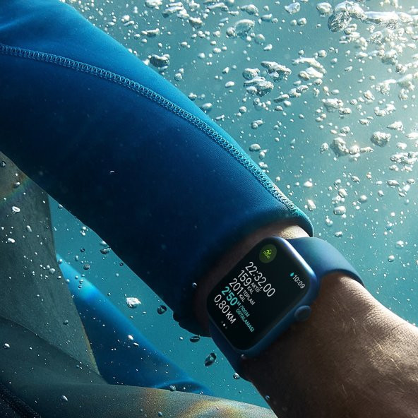 Apple Watch Series 7 GPS 41mm Mavi Alüminyum Kasa ve Spor Kordon Akıllı Saat - 4