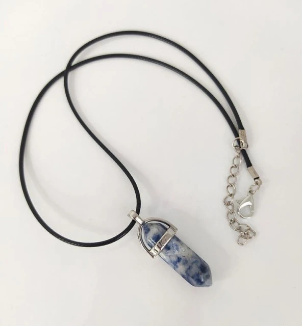 Kolye Çakra Doğal Sodalit Taşı Çivi Kolye Takı Bijuteri Aksesuar - 2